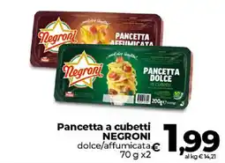 Ipercoop Radenza Pancetta a cubetti Negroni offerta