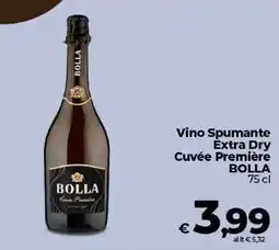 Ipercoop Radenza Vino Spumante Extra Dry Cuvée Première BOLLA offerta