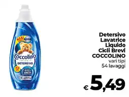 Ipercoop Radenza Detersivo Lavatrice Liquido Cicli Brevi Coccolino offerta