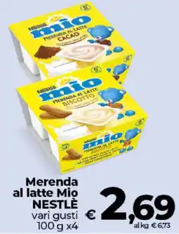 Ipercoop Radenza Merenda al latte Mio Nestlé offerta