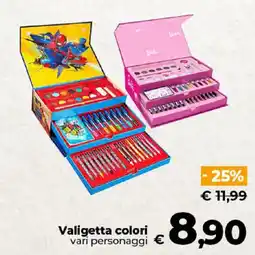 Ipercoop Radenza Valigetta colori vari personaggi offerta