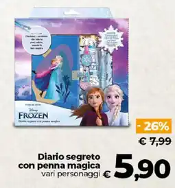 Ipercoop Radenza Diario segreto con penna magica offerta