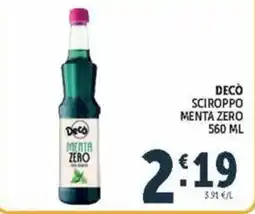 Deco Market Decò sciroppo menta zero offerta