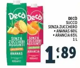 Deco Market Decò succo senza zucchero offerta