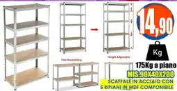 Giunigor Scaffale in acciaio con 5 ripiani in MDF componibile offerta