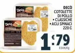 Deco Market Decò cotolette di pollo classiche agli spinaci offerta