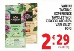 Deco Market Vanini tasting experience tavoletta di cioccolato 80% vari gusti offerta