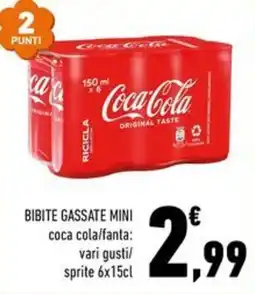 Conad Margherita Bibite gassate mini coca cola/fanta: vari gusti/sprite 6x15cl offerta