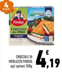 Conad Margherita Croccole di merluzzo Findus agli spinaci offerta
