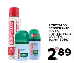 Extra Supermercati Borotalco deodorante spray/roll on/vapo vari tipi offerta