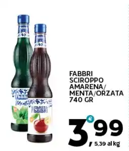Extra Supermercati Fabbri sciroppo amarena/menta/orzata offerta
