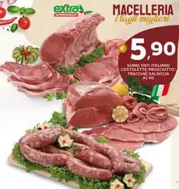 Extra Supermercati Suino 100% italiano costolette/prosciutto/ tracchie/salsiccia offerta