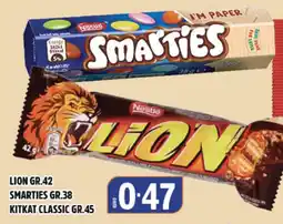Big Food Lion/Smarties/Kitkat Classic offerta