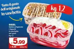 Boningros Cash and Carry Sigel Gelato artigianale I Sapuriti in vaschetta offerta