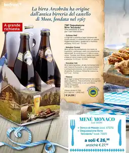 Bofrost Degustazione Birre Arcobräu offerta