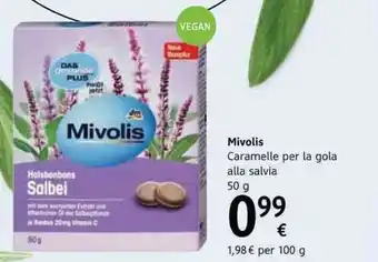 dm drogerie markt Mivolis Caramelle per la gola alla salvia 50g offerta