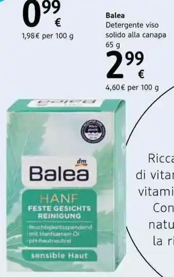 dm drogerie markt Balea Detergente viso solido alla canapa 65g offerta