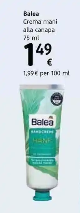 dm drogerie markt Balea Crema mani alla canapa 75ml offerta