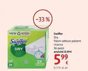 dm drogerie markt Swiffer Dry Panni cattura polvere ricarica 36 pezzi offerta