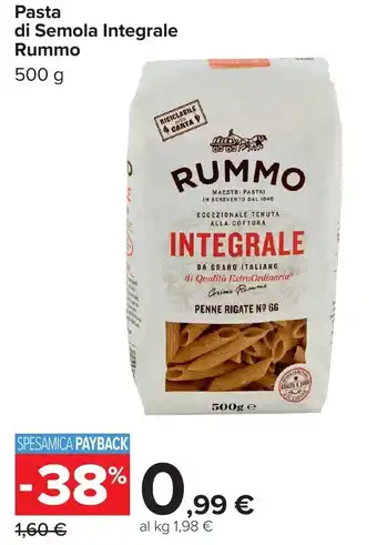 Carrefour Pasta di Semola Integrale Rummo offerta
