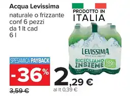 Carrefour Acqua Levissima naturale offerta