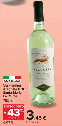 Carrefour Market Vermentino Aragosta DOC Santa Maria La Palma offerta