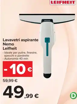 Carrefour Lavavetri aspirante Nemo Leifheit offerta