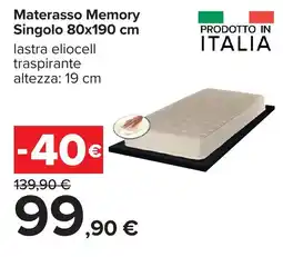 Carrefour Materasso Memory Singolo offerta