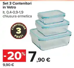 Carrefour Set 3 Contenitori in Vetro offerta