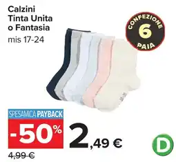Carrefour Calzini Tinta Unita o Fantasia offerta