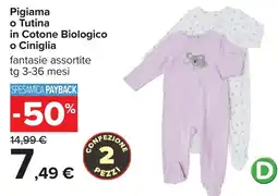 Carrefour Pigiama o Tutina in Cotone Biologico o Ciniglia offerta