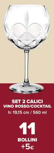 Carrefour Market Set 2 calici vino rosso/cocktail offerta