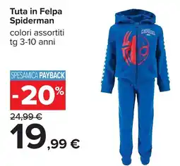 Carrefour Tuta in Felpa Spiderman offerta