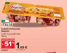 Carrefour Market Cubetti di Pancetta Negroni offerta