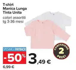 Carrefour T-shirt Manica Lunga Tinta Unita offerta