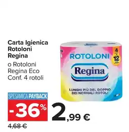 Carrefour Market Carta Igiene Rotoloni Regina offerta