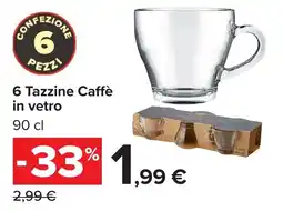 Carrefour Market Tazzine Caffè in vetro offerta
