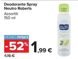Carrefour Market Deodorante Spray Neutro Roberts offerta