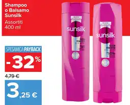 Carrefour Market Shampoo o Balsamo Sunsilk offerta