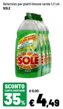 Iper La Grande Detersivo per piatti limone verde SOLE offerta