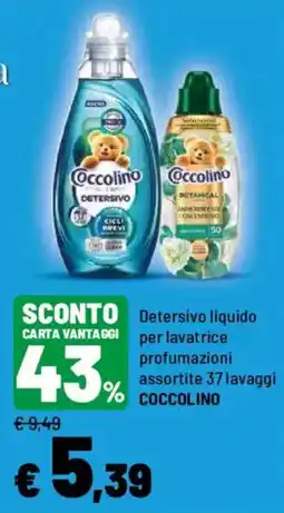 Iper La Grande Detersivo liquido per lavatrice profumazioni assortite COCCOLINO offerta