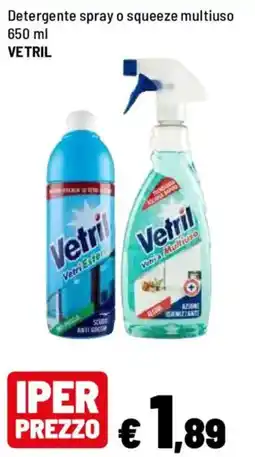 Iper La Grande Detergente spray o squeeze multiuso Vetril offerta