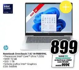 MediaWorld hp Notebook Omnibook 7 AI offerta