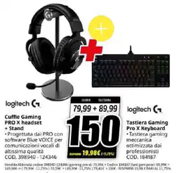 MediaWorld Logitech Cuffie Gaming PRO X headset + Stand offerta