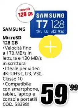 MediaWorld Samsung MicroSD 128 GB offerta