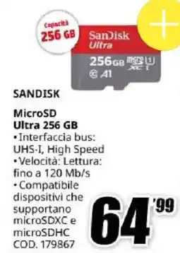 MediaWorld Sandisk microsd ultra 256 gb offerta