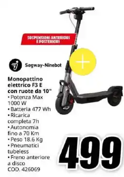 MediaWorld Segway-Ninebot Monopattino elettrico F3 E con ruote da 10" offerta