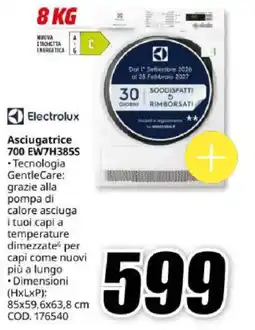MediaWorld Asciugatrice Electrolux 700 EW7H385S offerta