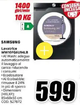 MediaWorld Lavatrice Samsung offerta