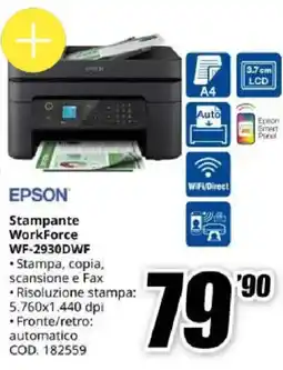 MediaWorld Epson Stampante WorkForce WF-2930DWF offerta